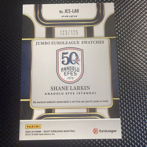 2025-26 Select Euroleague Shane Larkin Patch like new