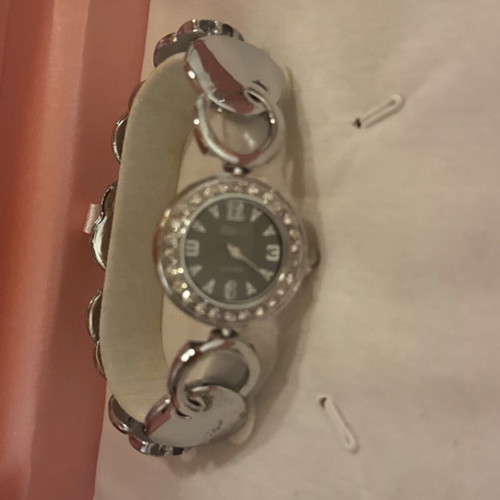 Watch, ring and long earrings set, grey