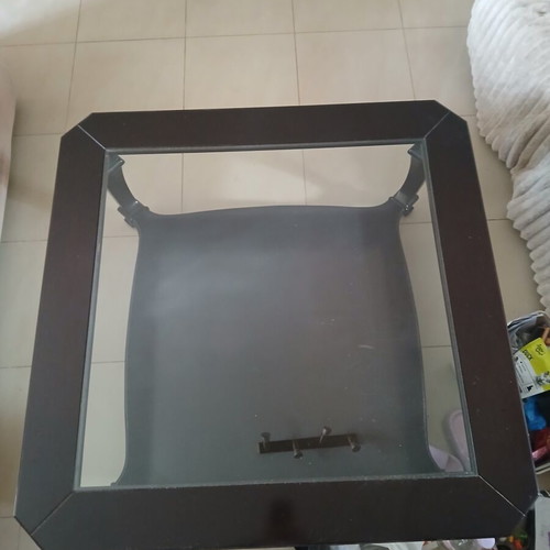 Coffee table 1m x 1m with glass like new