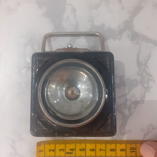 Artas square flashlight 1950's used, black with wear