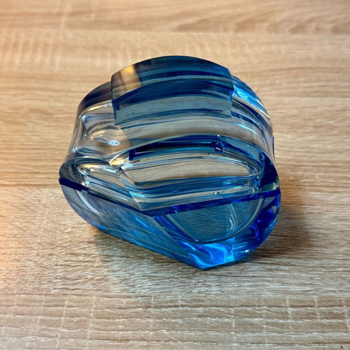 Blue glass container vintage 1950s like new
