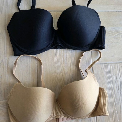 Luna Bra with Removable Straps like new, black and beige