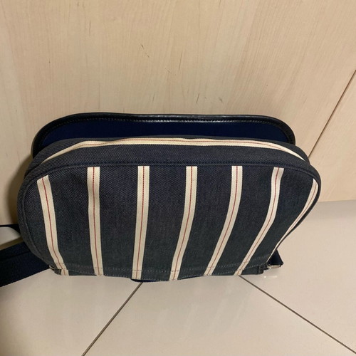 Longchamp shoulder bag like new, denim with white and blue stripes