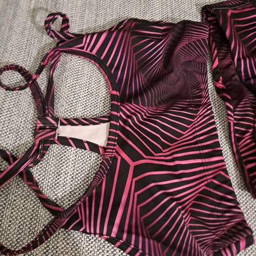 Baya leggings and top set used, size 1, black and purple