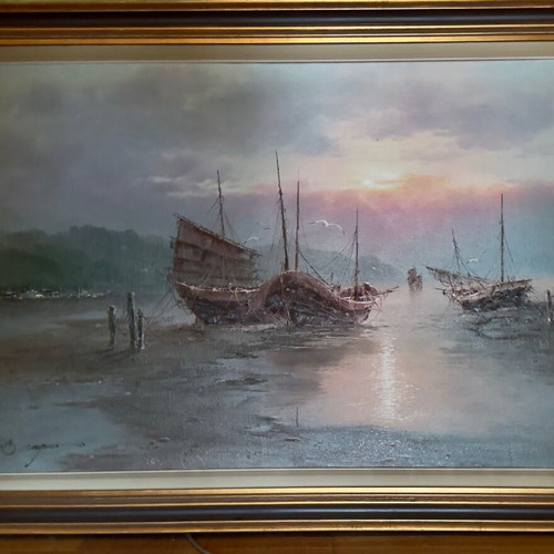 Oil painting on canvas by D.Cooper like new with handmade frame