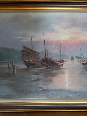 Oil painting on canvas by D.Cooper like new with handmade frame