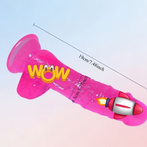 Dildo jelly with suction cup 19 cm with testicles new