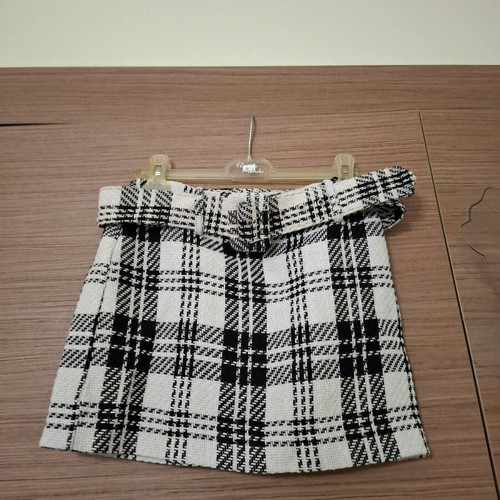 Mango short checkered skirt with belt, like new