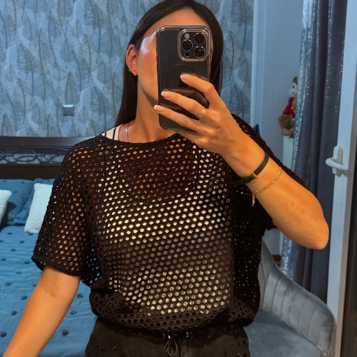 Mesh blouse like new, size 36, black