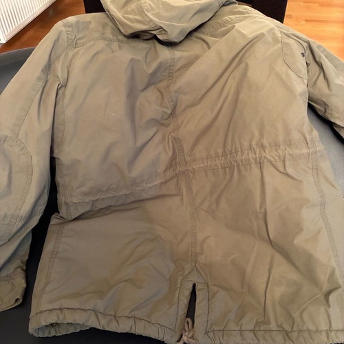 Benetton Teen Jacket Size 48 Green With Fur and Hood Like New