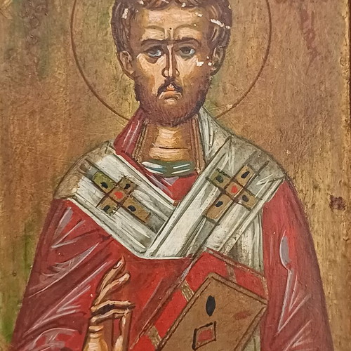 Old Handmade Saint Eleftherios Icon 10x8 cm