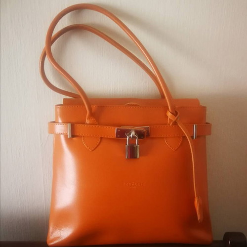 Frederic T Paris leather shoulder bag with padlock used orange
