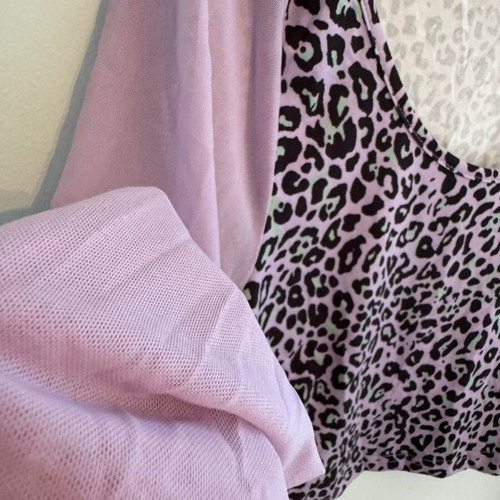 Leopard print set with opening, black and purple