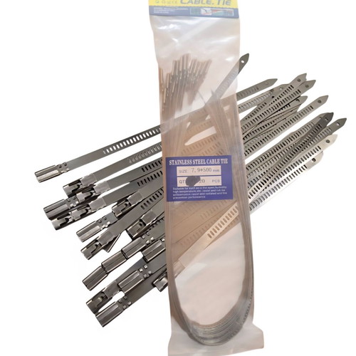 Stainless steel metal cable ties 7.9 x 500mm set of 20 new