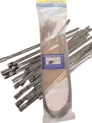 Stainless steel metal cable ties 7.9 x 500mm set of 20 new