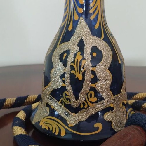 Hookah used 60cm with glass base, brass and wood