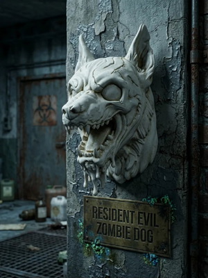 Resident Evil Zombie Dog wall decoration marble, new