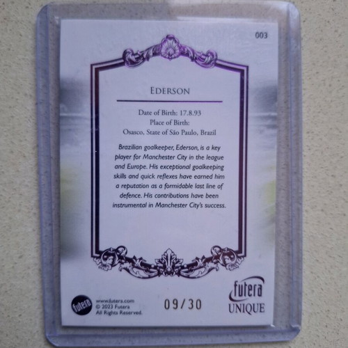 Ederson Futera Goalkeeper Card New 09/30 Limited Edition 2023