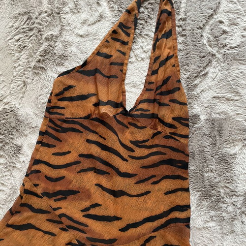 SunsetGo! dress medium with open back and tie neck, like new