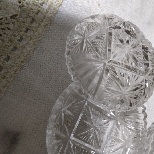 Antique crystal dessert plates from the 1950s, set of 4