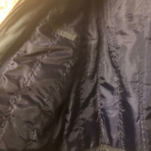 Leather jacket used with fabric hood blue XXL