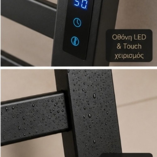 Electric Towel Warmer Radiator Black Touch Screen IPX4 New