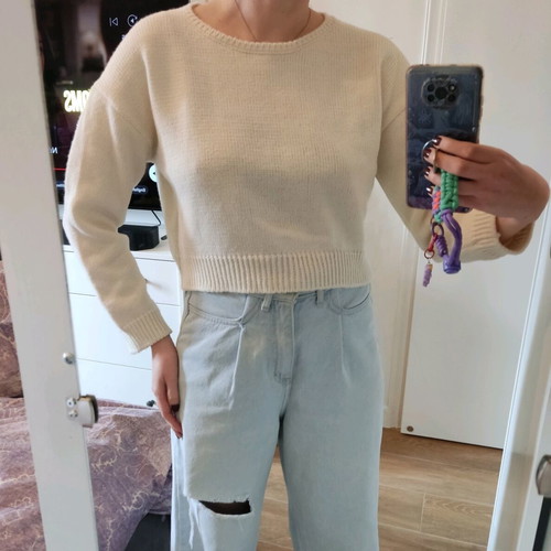 Na-Kd knitted sweater beige boxy minimal basic Small like new