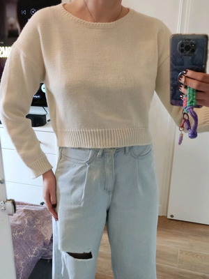 Na-Kd knitted sweater beige boxy minimal basic Small like new