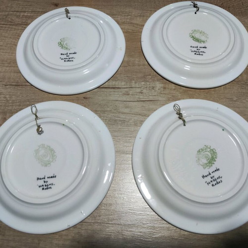Rhodian plates used, set of 4, 19 cm diameter