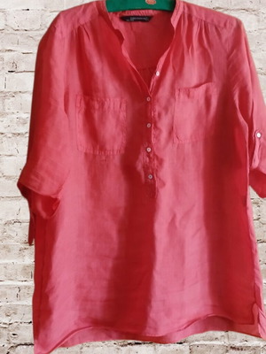 Zara coral cotton-linen shirt, size L
