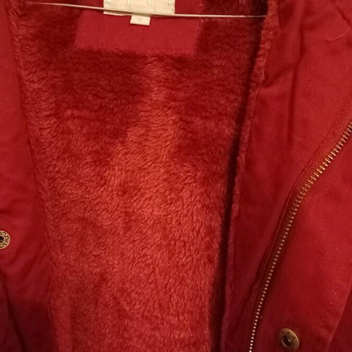 Evita Parka Jacket waterproof with inner fur, size 10, burgundy like new