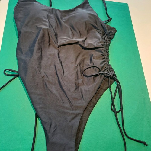One-piece swimsuit new, size XL, black with adjustable cords