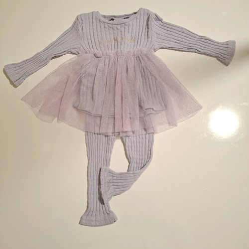 Bupper knitted lilac set with tulle like new, 9-12 months