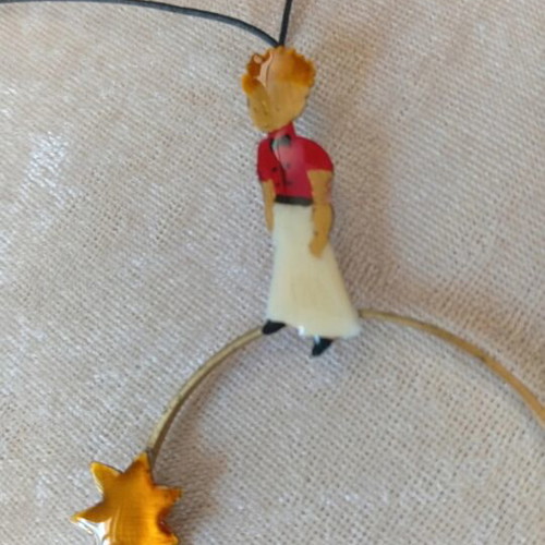 Little Prince jewelry set with vintage leather bracelet and pendant