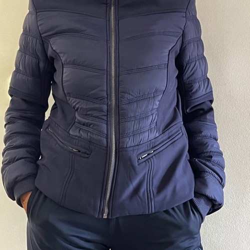 Talence jacket new, blue, hooded with synthetic fur lining