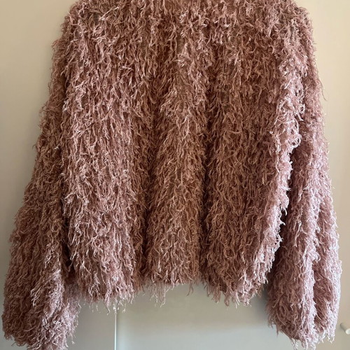 Bershka pink fluffy outerwear used, size M/L