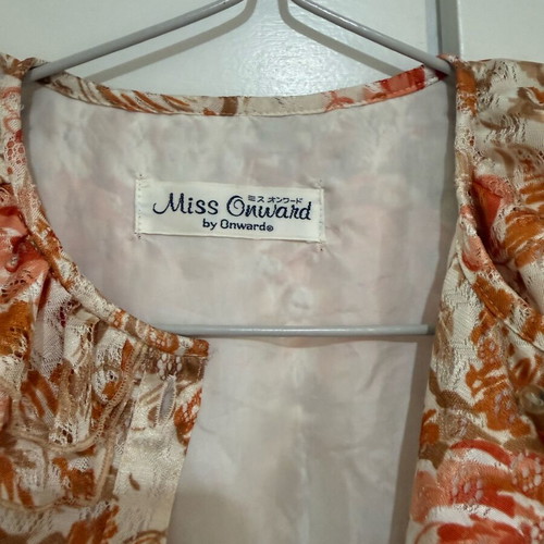 Vintage floral dress Miss Onward like new, white and orange