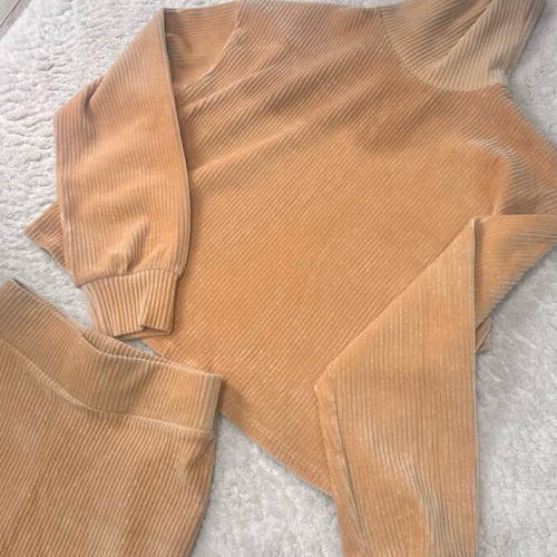 Corduroy skirt and blouse set mustard like new