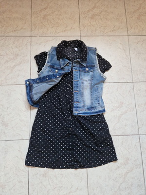H&M mini button-up dress, black with white hearts