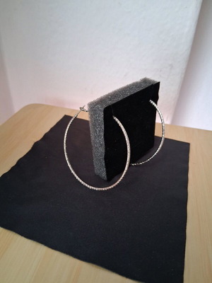 Earrings hoops with embossed design, like new, silver