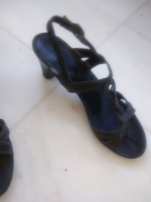 Black sandals used No 38.5, German leather with 4 cm heel