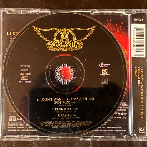 Aerosmith I Don't Want To Miss A Thing CD single like new, rock