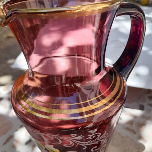 Collectible water pitcher set with 3 glasses, antique, like new