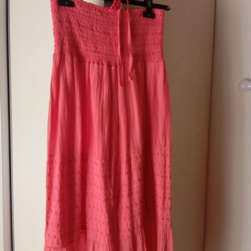 Strapless long dress, faded apple pink, summer style