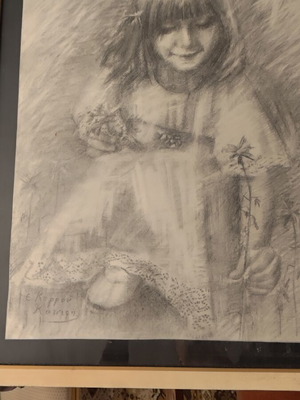 Original charcoal portrait by Evgenia Korrou Katsifi