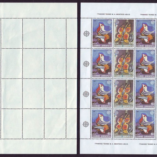 Greek Republic Europa Cept Stamp Sheets Series 1989 and 1990 like new