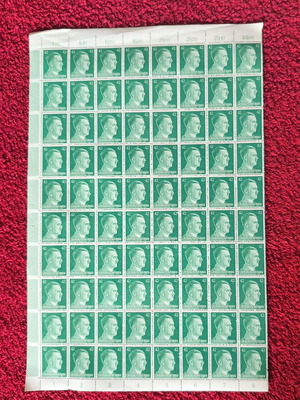 Germany Third Reich Complete Sheet of 80 Stamps 42 Pfennig Like New