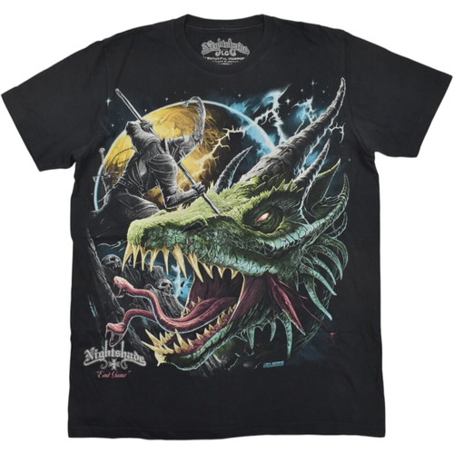 Dark Fantasy Dragon Knight Graphic T-Shirt used, size Large