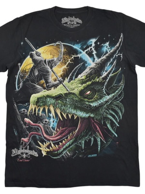Dark Fantasy Dragon Knight Graphic T-Shirt used, size Large