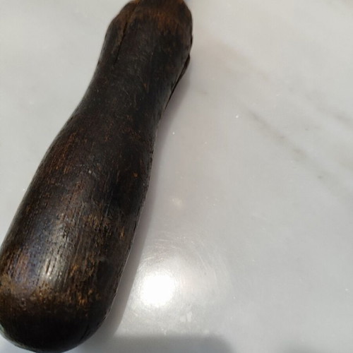 Old tool with wooden handle used, 33cm